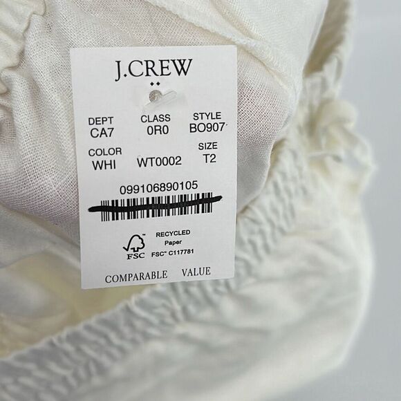 NWT J. Crew Womens White Linen-Cotton Blend Drawstring Straight leg Pant Size T2 - Picture 6 of 11